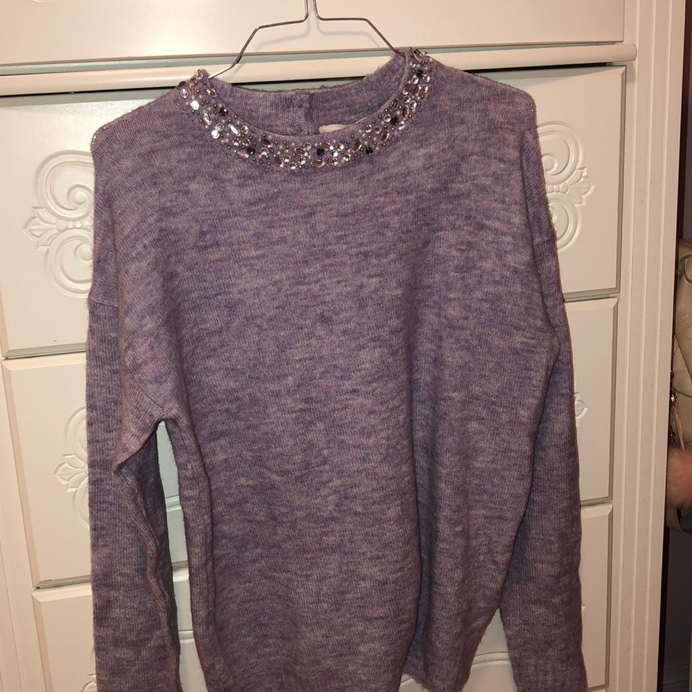 Purple embellished Collar shirt